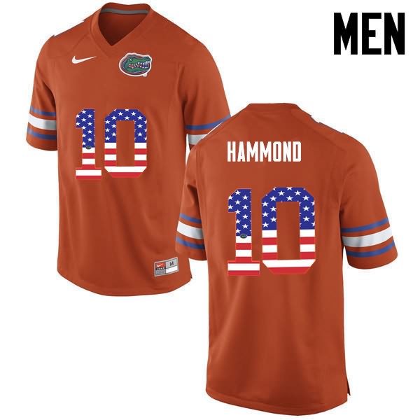 NCAA Florida Gators Josh Hammond Men's #10 USA Flag Fashion Nike Orange Stitched Authentic College Football Jersey YMK0664SU